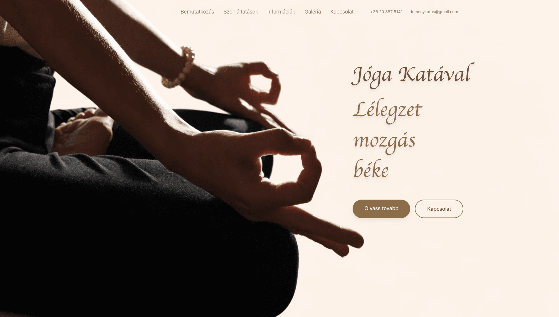 Jóga Katával weboldal előnézet